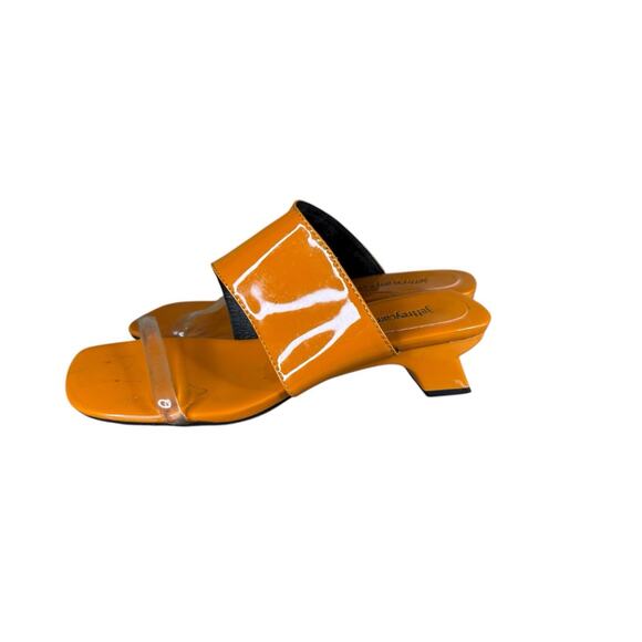 Jeffrey Campbell Clear Strap Orange Patent Leather Mules Sandals Heels 7 - Picture 4 of 10